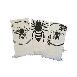 Beekeeping Themed Kitchen Towels, Set of 3, 18 x 28 inches (3, Queen Bee)