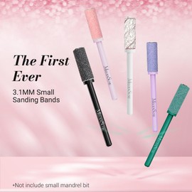 MelodySusie 120 Pcs Nail Drill Bits Small Sanding Bands for 3.1mm Mandrel Bit, 120 Medium Grit Nail File for Acrylic Nails Gel Manicures and Pedicure, Pink (Only Sanding Bands)