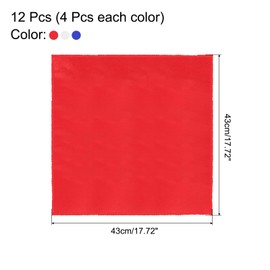 sourcing map 12pcs White, Deep Blue, Red Satin Table Napkins Polyester Square Bright Table Napkin Fabric Table Napkin for Event Wedding Party Table Decoration,17×17 Inch