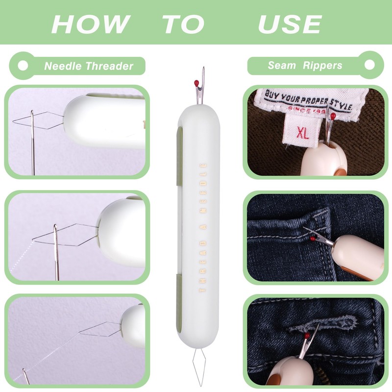 Seam Rippers, 2-in-1 Threader for Sewing,Threading and Unthreading Seam Ripper,Multifunctional