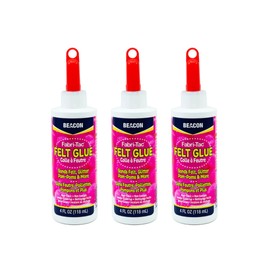 BEACON Felt Glue - Fast Fix for All Felt Projects, Non-Toxic, Dries Clear, Great for Kids, Washer-Friendly, 4-Ounce, 3-Pack