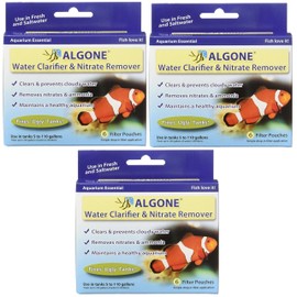 Algone Aquarium Water Clarifier and Nitrate Remover, 18 Filter Pouches (3 Packages with 6 per Package)