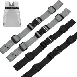 Children's Chest Strap Backpack, Pack of 4, Adjustable Chest Strap, Backpack, Chest Strap, Non-Slip, Durable, Backpack Chest Strap, Retrofit for School Backpack, Outdoor Travel (Black and Grey)