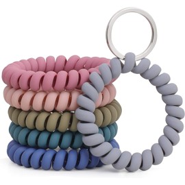 Timotech Set de 6 Pulseras para Llaves, Llavero de muñeca flexible, Pulsera Espiral de Resorte y Elástica, Llavero de Pulsera Espiral para Llaves, Gimnasio, Sauna, Piscina, Deportes y Credencial