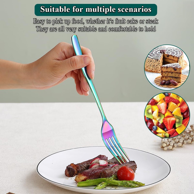 Kyraton Rainbow Dinner Forks Set of 12 Pieces, 20.8cm Titanium