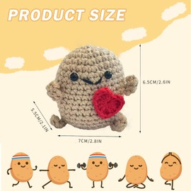 AABXX Funny Mini Positive Potato,3 Inch Cute Crochet Doll with Positive Card,Soft Wool Knitting Toy Decoration Encouragement Support for Birthday Gifts Room Decor (Positive Potato)