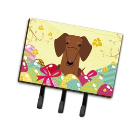 Caroline's Treasures BB6130TH68 Easter Eggs Dachshund Red Brown Leash or Key Holder, Wall Hooks, Key Hooks Holder, Coat Rack Wall Mount, Coat Hooks, Hooks for Hanging Keys, Towels, Aprons, Leashes,