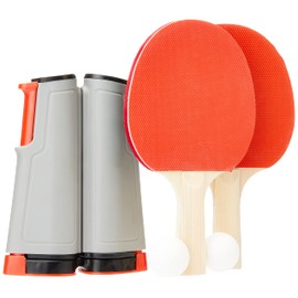 Tobar Table Tennis Set with Expanding Net to Fit Any Table,Red / Black