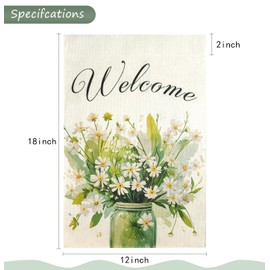 HEIPINIUYE Daisy Garden Flag 12×18 Inch Double Sided Welcome Burlap Yard Flag for Outside Decoration Spring Summer Garden Flag