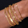 5pcs Chunky Gold Bracelets Stack Chunky Gold Cuff Bangles for