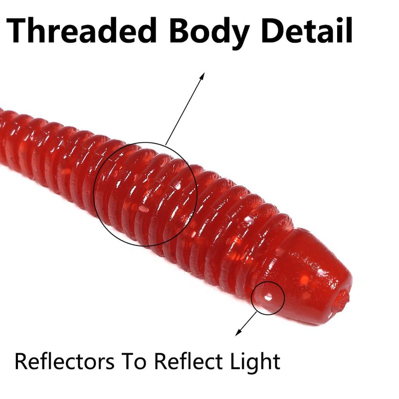 50Pcs Pink Soft Plastic T-Tail Grub Worm Baits Fishing Lures