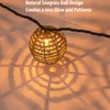 Decorative Outdoor Patio String Lights, Seagrass Rattan Wire Ball Style
