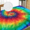 Beabes Rectangle Tablecloth Tie Dye,Rainbow Spiral Tie Dye Stain-Resistant Table
