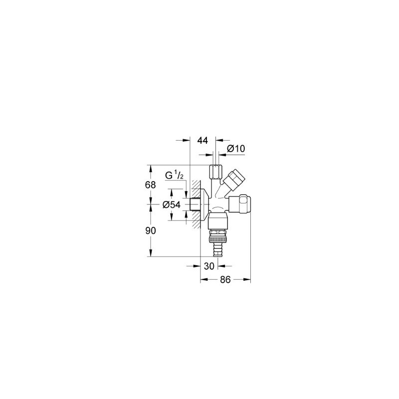 Grohe 41082000 WAS Angle Valve Chrome-Plated 0.5 Inches with Tube
