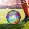 Reflective Football, Holographic Football Glowing Football Size 5 Standard Practice Training Football Glow in the Dark by Light Reflection Football Toys with Carry Bag and Pump for Kids Adults