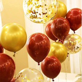 30pcs Metallic Latex Balloons Confetti Clear Air Balloons Wedding Decoration Girl Women Birthday Party Decor (Red)
