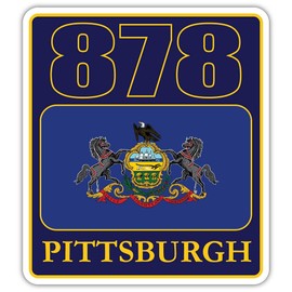 878 Area Code, Pittsburgh Bethel Park McCandless Area Code, Pennsylvania Flag | Weatherproof Outdoor Sticker Perfect for toolboxes, laptops, Trucks, Skateboards, Windows