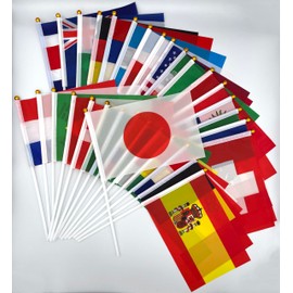 Flatland 国旗 32ヶ国 手旗 万国旗 日の丸 旗 スポーツ 観戦 応援 14×21cm 32本セット (32か国)
