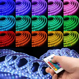 WYZworks LED Rope Lights, 100 ft SMD 5050 Water-Resistant Color Changing Strip Light Outdoor & Indoor - Flexible Dimmable Lighting w/ Remote Controller 16 Colors & Multi Modes - 25, 50, 100, 150 feet
