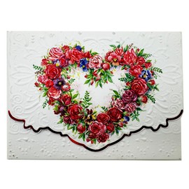 Rose Heart Valentine Day Love Portfolio Boxed Note Cards by Carol Wilson. 10 embossed 4x5 Die-Cut Notecards and Matching Envelopes in Decorative Gift Box with Magnetic Flap. NCP2149