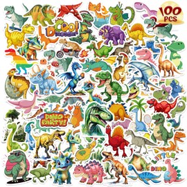 RINOLY 100 PCS Dinosaur Stickers for Kids,Water Bottle Sticker for Teens,Waterproof Vinyl Dinosaur Stickers for Water Bottles,Laptop,Boys Party Favors Supplies