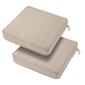 BLSTISCEN 18"x18"x3" Outdoor Square Corner Chair Cushions with Ties Set of 2, Water&Fade Resistant Thick Seat Cushion Pads for Garden Patio Dining Porch Furniture - Beige Linen