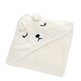 Hnyenmcko Newborn Unisex Baby Cotton Flannel Receiving Blankets Bundle Cute and Warm Hooded Swaddle for Infant Boys Girls (Bear, 80cm*80cm)