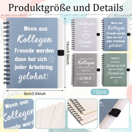 RUIYELE 12 Sets Thank You Gift for Colleagues Employees Small Inspirational Notebooks Mini Morandi Spiral Diary Notepads Motivation Ballpoint Pen for School Office Team