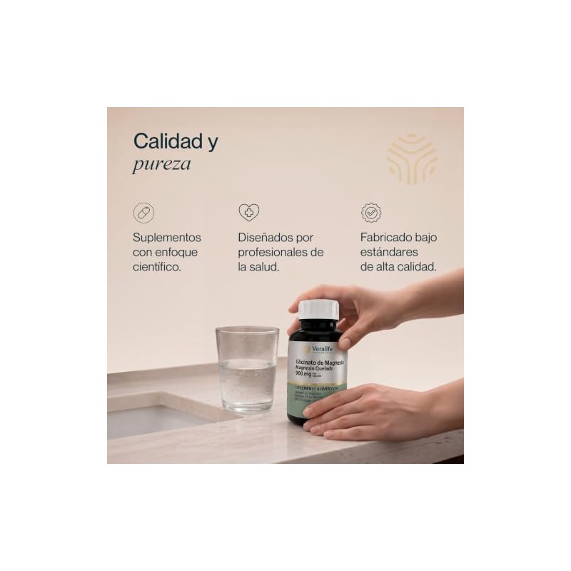VeraLife Glicinato Magnesio Quelado con Vitamina B6/Bisglicinato