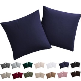 Soifox Cushion Cover 40 x 40 cm, Set of 2 - Pillowcase 40 x 40 cm, Navy Blue, 100% Microfibre, Non-Iron and Wrinkle Free with Zip