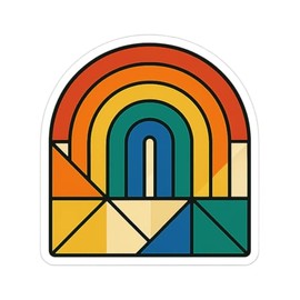 Geometric Rainbow Sticker - Colorful Arch Design for Laptops, Water Bottles, and More (2.5" x 2.75")
