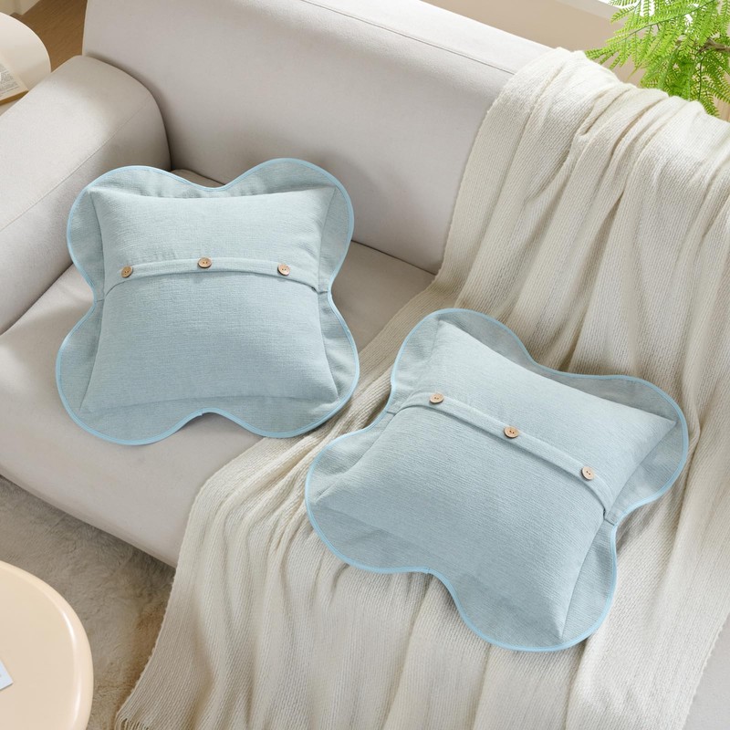 Pack of 2 Chenille Buttons Throw Pillow Covers 18x18 Inch