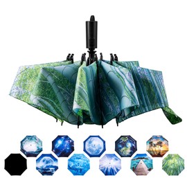 LANBRELLA Umbrella Compact Inverted Folding Umbrellas Auto Open Close - H2.24.Bamboo