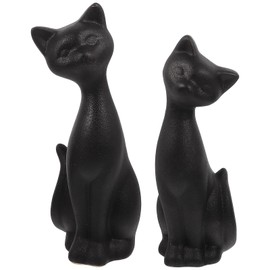 Zerodeko 1 Pair Ceramic Cat Ornaments Cat Couple Statue Black Room Decor Aesthetic Mini Cat Figurines Beauty Room Decor Cat Office Decor Ornament Crafts Cats Toy Set Ceramics Lovers Desktop