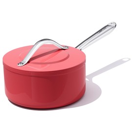 CookinCraze 3.5QT Nonstick Ceramic Sauce Pan with Lid 8 Inch Ceramic Cookware Even Heat Distribution, Non Toxic PFAS-Free Healthy Cooking Pot for All Stovetops, Oven Safe Up To 500°F, Fusion Red