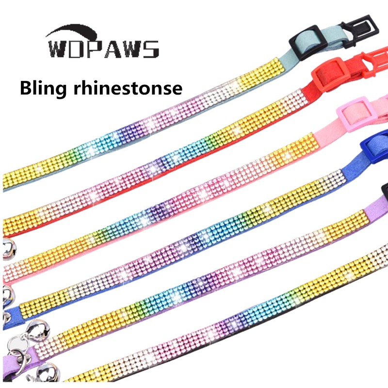 WDPAWS Cat Collar Breakaway Bling Diamond Rhinestone with Bell Adjustable