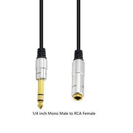 QIANRENON 6.35 mm 1/4 inch Mono Male to RCA Female Audio Cable Gold Plated Aluminum Housing for Studios,Pro Sound & DJ (0.3M)