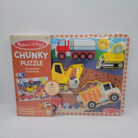 Melissa & Doug NEW 6pc Melissa & Doug Construction Trucks Wood Chunky Puzzle