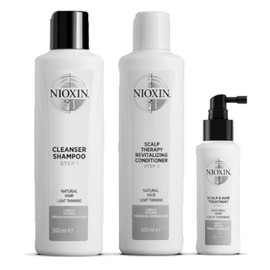 Nioxin Kit #1 de Crecimiento de Cabello, para Cabello Natural con Caída Moderada (3 Piezas: Shampoo 150ml + Acondicionador 150ml + Tratamiento 50ml)