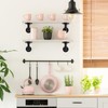 HBLYJS L-Shaped Industrial Pipe Shelf Brackets, Black Metal Wall-Mounted Floating