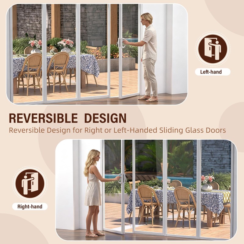 MENGBEI Sliding Glass Door Lock,Sliding Door Handle with Lock,Fits Door