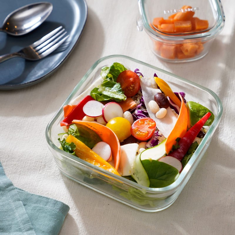 iwaki PC-PRN4G42 Heat Resistant Glass Storage Container, Olive Green, System