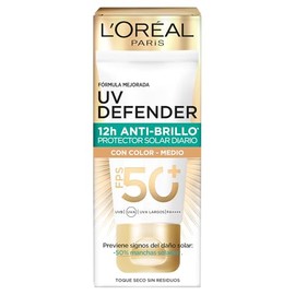 L'Oréal Paris Protector Solar Diario FPS50+ UV Defender Anti-Brillo Tono Medio, 40ml