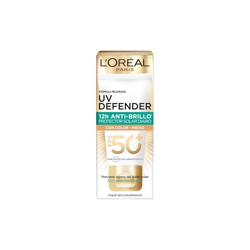 L'Oréal Paris Protector Solar Diario FPS50+ UV Defender Anti-Brillo Tono