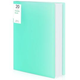 Phyxin Portfolio Binder, 20-Pocket Portfolio Folder 8.5" x 11", Displaying 40 Page Binder with Plastic Sleeves, Plastic Folders for Women & Men, Students, Teachers, Green