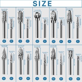 20 Pcs Double Cut Carbide Rotary Burr Set 1/8" Shank Compatible with Dremel for Metal Glass Woodworking, Drilling, Carving, Engraving, Polishing Cutting with 2 Collets