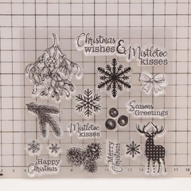 arriettycraft Christmas Snowflakes Clear Stamps for Card Making or Journaling Mistletoe Nuts Deer Rubber Stamps for Scrapbooking Journals Paper Crafting Decoration