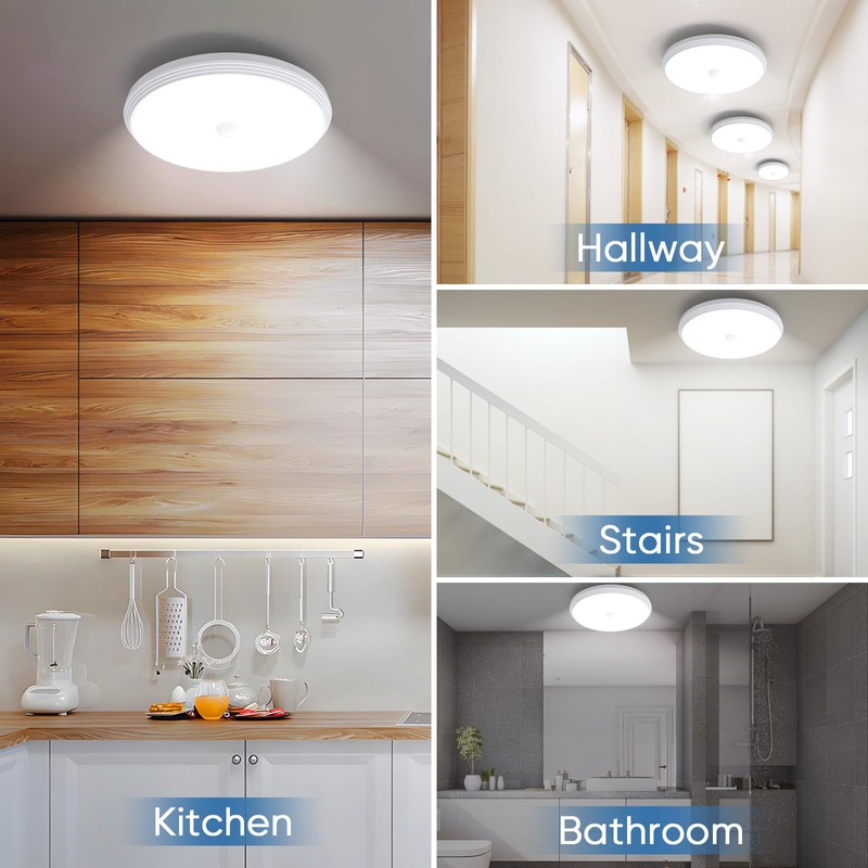 Rechargeable Closet Lights Motion Sensored, Battery Operated Ceiling Light Wireless
