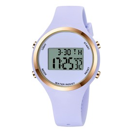 Women LED Display Elecreonic Watch Fashion Chrono Alarm Digital Clock Woman Outdoor Sport Wirstwatch (B-All Purple)