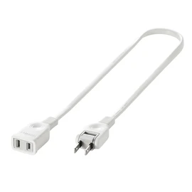 Sanwa Supply TAP-EX21005 Power Extension Cord 1.6 ft (0.5 m), Swing Plug with Tracking Fire Prevention Insulated Cap.